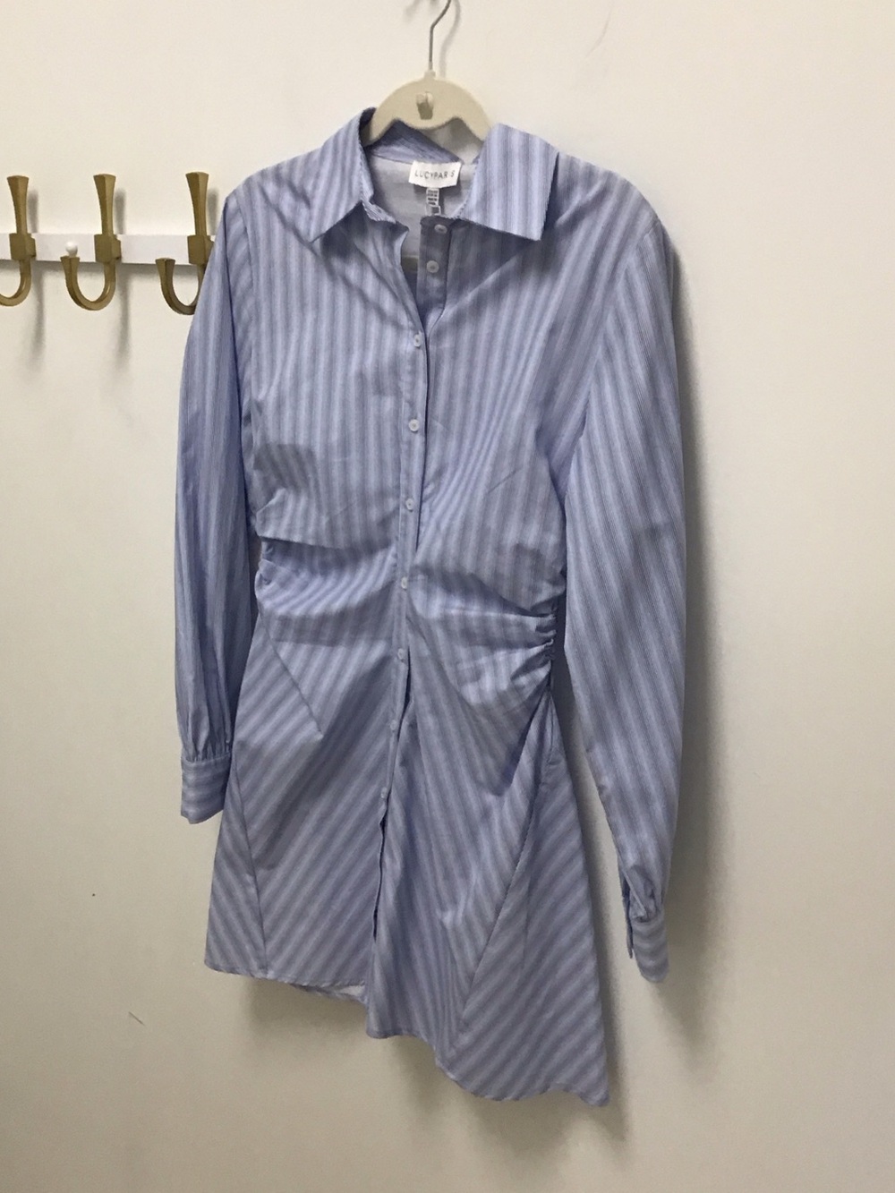 Lucy morada Striped Button-Front Blue Tunic Shirt